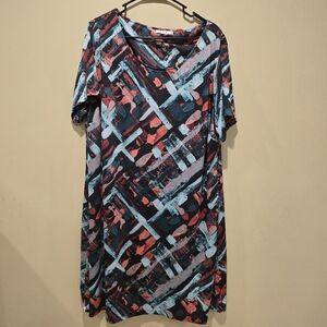 Triste Multicolor Abstract Short Sleeve Dress Size 3X